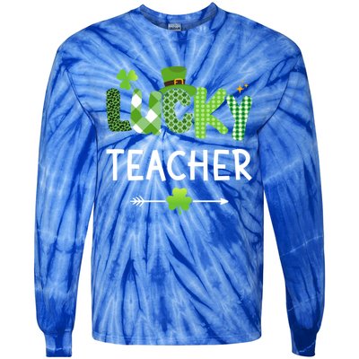 Lucky Teacher With Shamrock For St Patricks Day School Gift Tie-Dye Long Sleeve Shirt