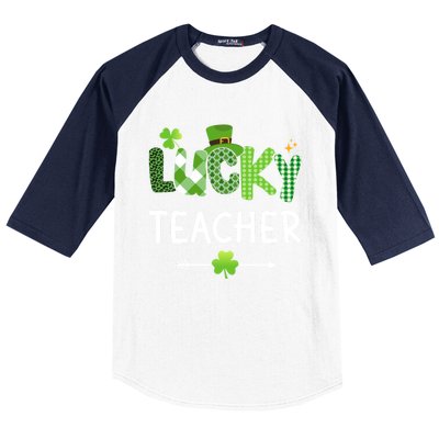 Lucky Teacher With Shamrock For St Patricks Day School Gift Baseball Sleeve Shirt