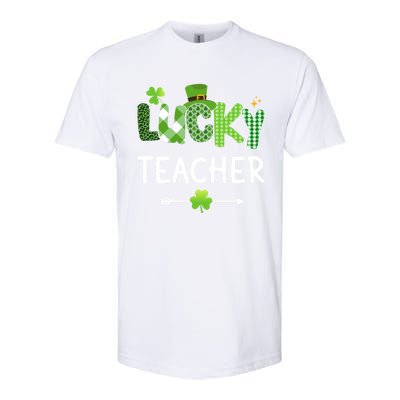 Lucky Teacher With Shamrock For St Patricks Day School Gift Softstyle® CVC T-Shirt