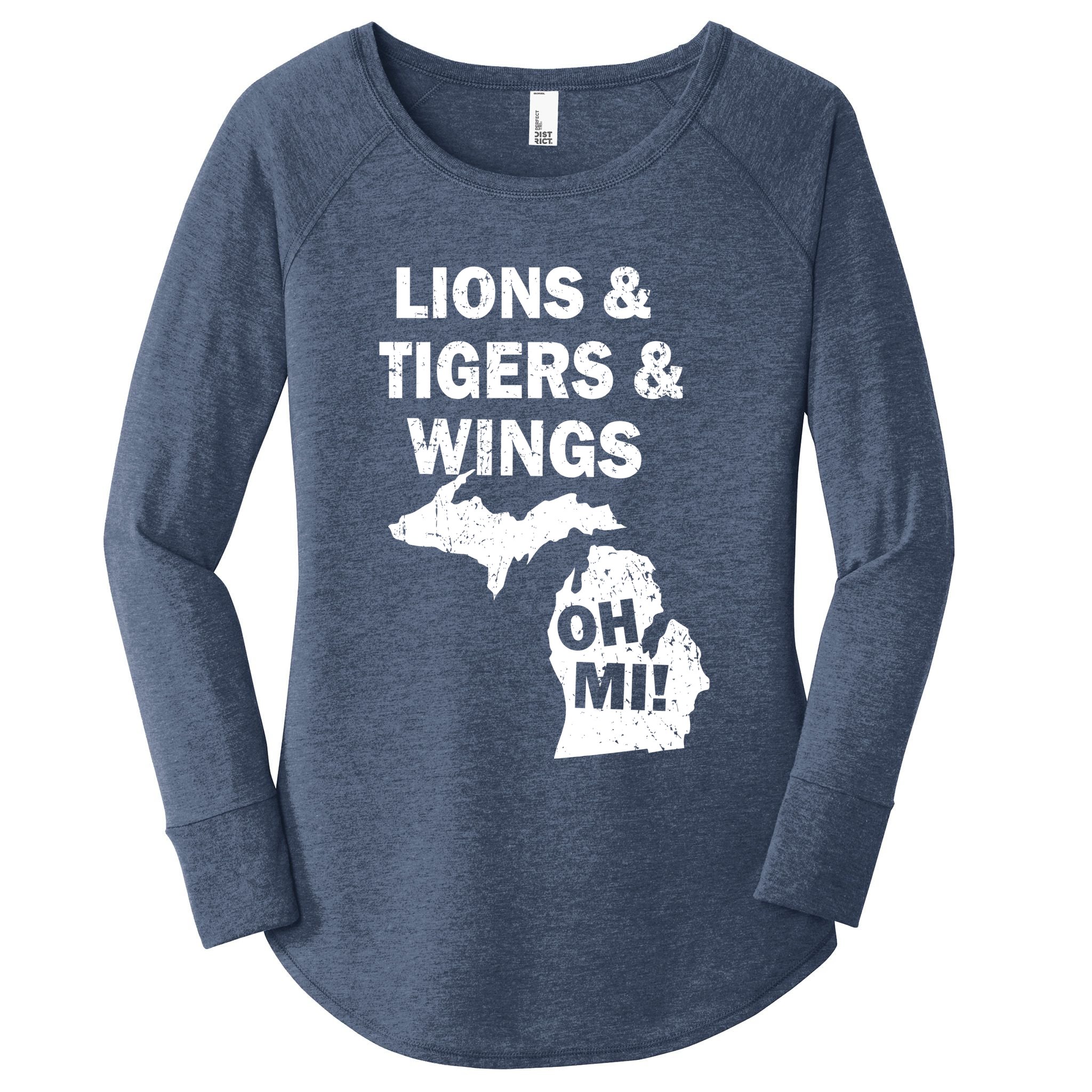 Lions Tigers Wings Oh Mi Vintage Women's Perfect Tri Tunic Long Sleeve Shirt