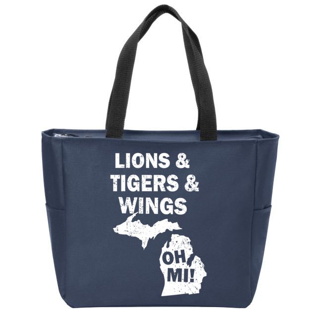 Lions Tigers Wings Oh Mi Vintage Zip Tote Bag