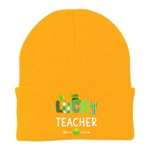 Lucky teacher with shamrock for St Patricks day school Knit Cap Winter Beanie