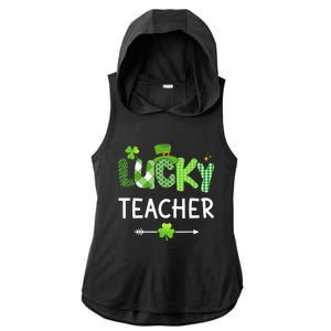 Lucky teacher with shamrock for St Patricks day school Ladies PosiCharge Tri-Blend Wicking Draft Hoodie Tank