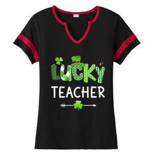 Lucky teacher with shamrock for St Patricks day school Ladies Halftime Notch Neck Tee