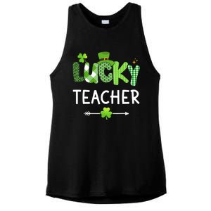 Lucky teacher with shamrock for St Patricks day school Ladies PosiCharge Tri-Blend Wicking Tank