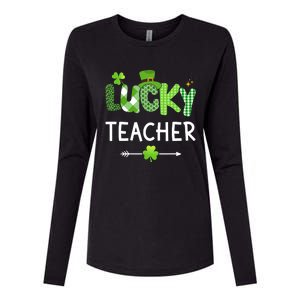 Lucky teacher with shamrock for St Patricks day school Womens Cotton Relaxed Long Sleeve T-Shirt