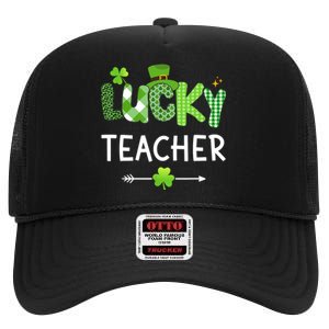 Lucky teacher with shamrock for St Patricks day school High Crown Mesh Back Trucker Hat