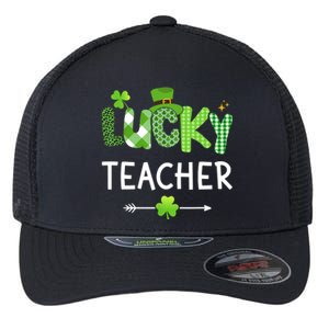 Lucky teacher with shamrock for St Patricks day school Flexfit Unipanel Trucker Cap