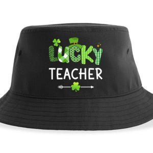 Lucky teacher with shamrock for St Patricks day school Sustainable Bucket Hat