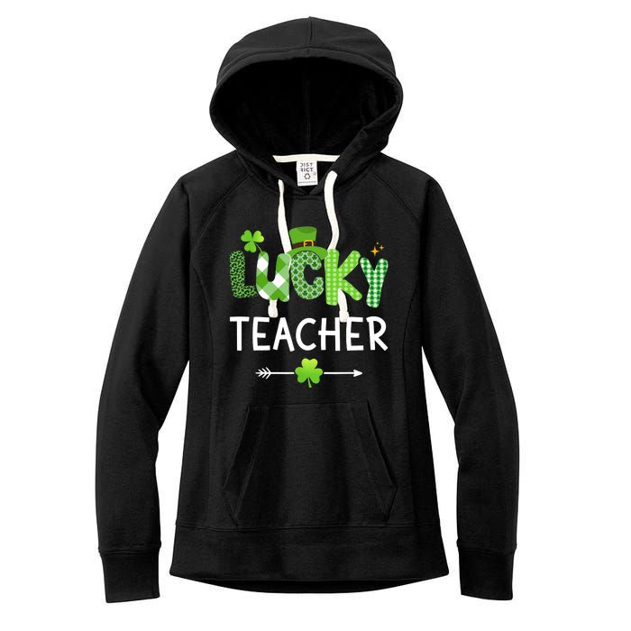 Lucky teacher with shamrock for St Patricks day school Women's Fleece Hoodie