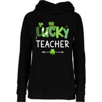 Lucky teacher with shamrock for St Patricks day school Womens Funnel Neck Pullover Hood