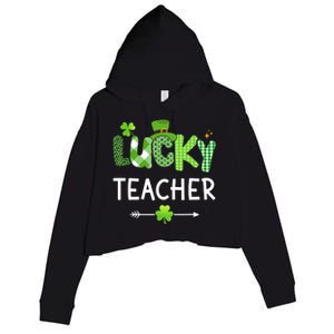 Lucky teacher with shamrock for St Patricks day school Crop Fleece Hoodie