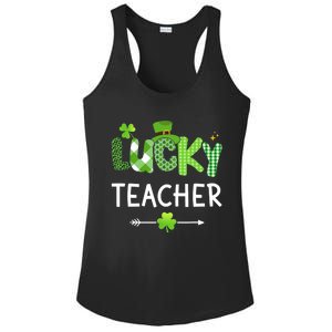 Lucky teacher with shamrock for St Patricks day school Ladies PosiCharge Competitor Racerback Tank