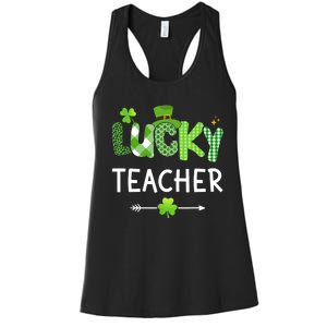 Lucky teacher with shamrock for St Patricks day school Women's Racerback Tank