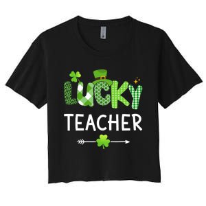 Lucky teacher with shamrock for St Patricks day school Women's Crop Top Tee