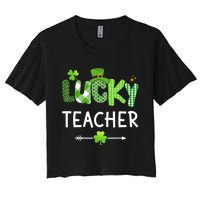 Lucky teacher with shamrock for St Patricks day school Women's Crop Top Tee