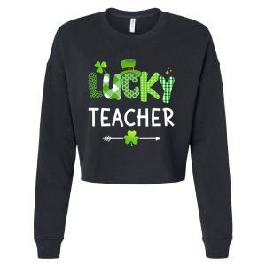 Lucky teacher with shamrock for St Patricks day school Cropped Pullover Crew