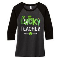 Lucky teacher with shamrock for St Patricks day school Women's Tri-Blend 3/4-Sleeve Raglan Shirt