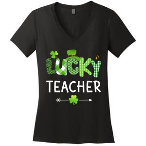 Lucky teacher with shamrock for St Patricks day school Women's V-Neck T-Shirt