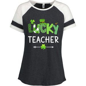 Lucky teacher with shamrock for St Patricks day school Enza Ladies Jersey Colorblock Tee