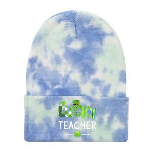 Lucky teacher with shamrock for St Patricks day school Tie Dye 12in Knit Beanie