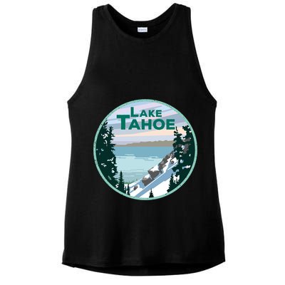 Lake Tahoe Winter Meaningful Gift California Nevada Mountain Gift Ladies PosiCharge Tri-Blend Wicking Tank