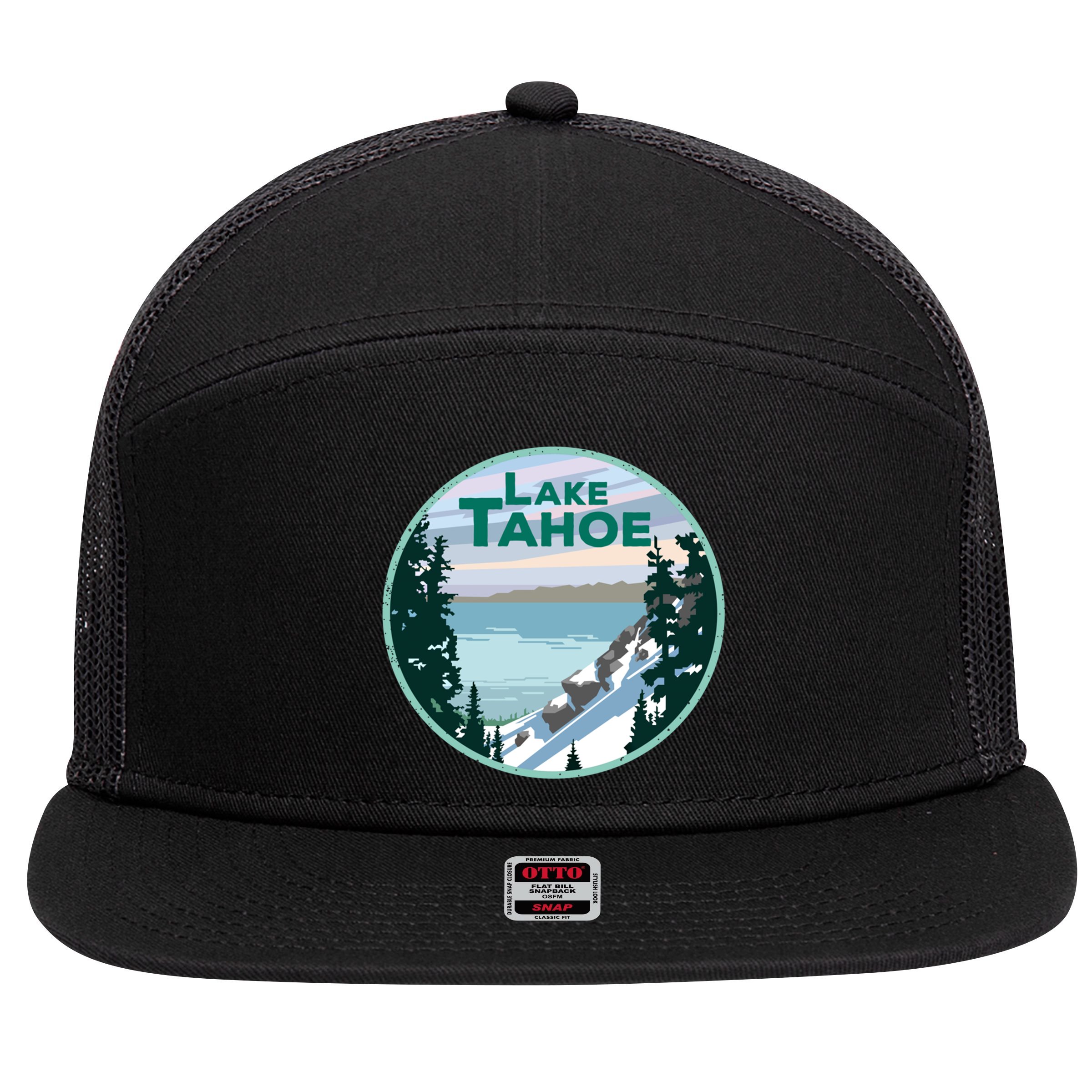 Lake Tahoe Winter Meaningful Gift California Nevada Mountain Gift 7 Panel Mesh Trucker Snapback Hat