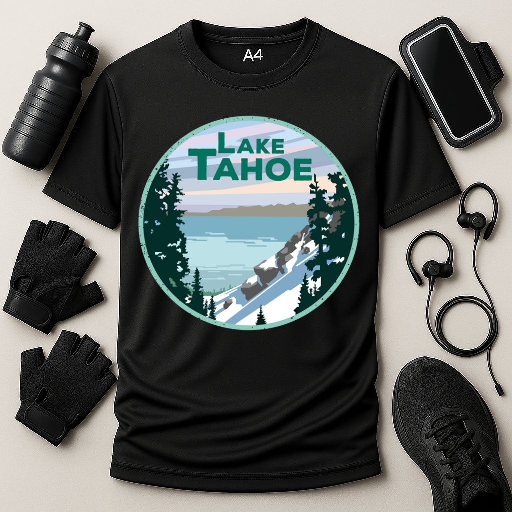 Lake Tahoe Winter Meaningful Gift California Nevada Mountain Gift Cooling Performance Crew T-Shirt