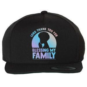 Lord Thank You For Blessing My Family Devout Black Meaningful Gift Wool Snapback Cap