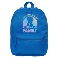 Lord Thank You For Blessing My Family Devout Black Meaningful Gift 16 in Basic Backpack