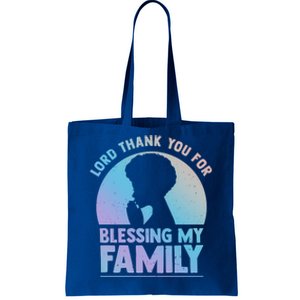 Lord Thank You For Blessing My Family Devout Black Meaningful Gift Tote Bag