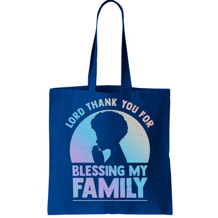 Lord Thank You For Blessing My Family Devout Black Meaningful Gift Tote Bag