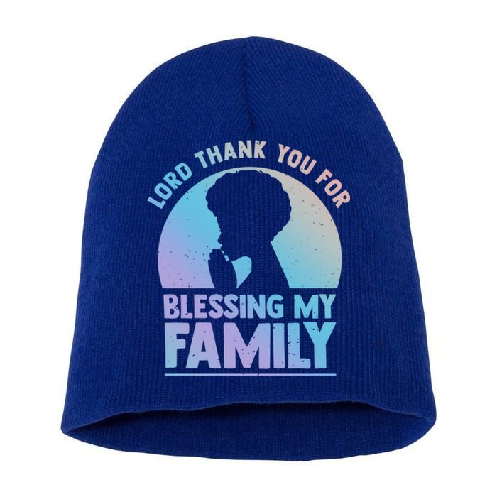 Lord Thank You For Blessing My Family Devout Black Meaningful Gift Short Acrylic Beanie