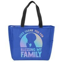 Lord Thank You For Blessing My Family Devout Black Meaningful Gift Zip Tote Bag