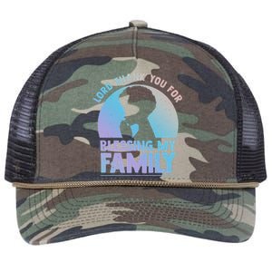 Lord Thank You For Blessing My Family Devout Black Meaningful Gift Retro Rope Trucker Hat Cap