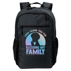 Lord Thank You For Blessing My Family Devout Black Meaningful Gift Daily Commute Backpack