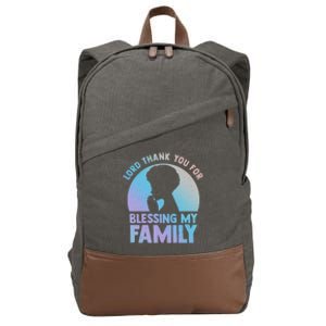 Lord Thank You For Blessing My Family Devout Black Meaningful Gift Cotton Canvas Backpack