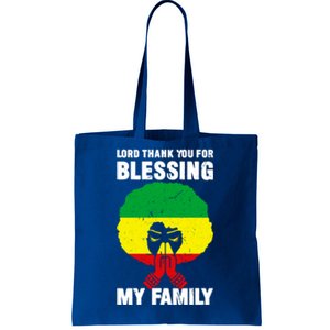 Lord Thank You For Blessing My Family Devout Black Meaningful Gift Tote Bag