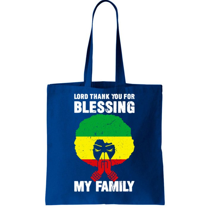 Lord Thank You For Blessing My Family Devout Black Meaningful Gift Tote Bag