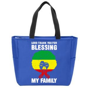 Lord Thank You For Blessing My Family Devout Black Meaningful Gift Zip Tote Bag