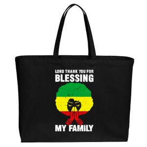 Lord Thank You For Blessing My Family Devout Black Meaningful Gift Cotton Canvas Jumbo Tote