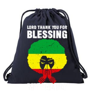 Lord Thank You For Blessing My Family Devout Black Meaningful Gift Drawstring Bag