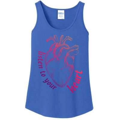 Listen To Your Heart Anatomy Cardiology Medical Illustration Cute Gift Ladies Essential Tank