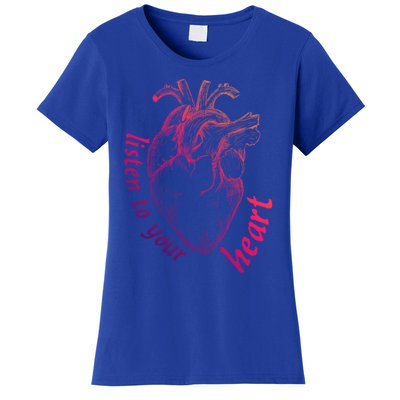 Listen To Your Heart Anatomy Cardiology Medical Illustration Cute Gift Women's T-Shirt