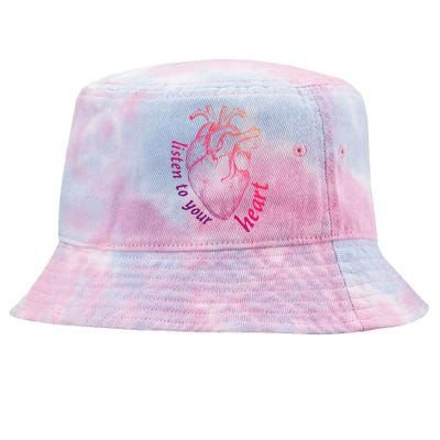 Listen To Your Heart Anatomy Cardiology Medical Illustration Cute Gift Tie-Dyed Bucket Hat