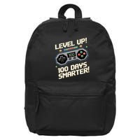 Level Up 100th Days Smarter Retro Gaming Funny Pixelated Long Sleeve 16 in Basic Backpack
