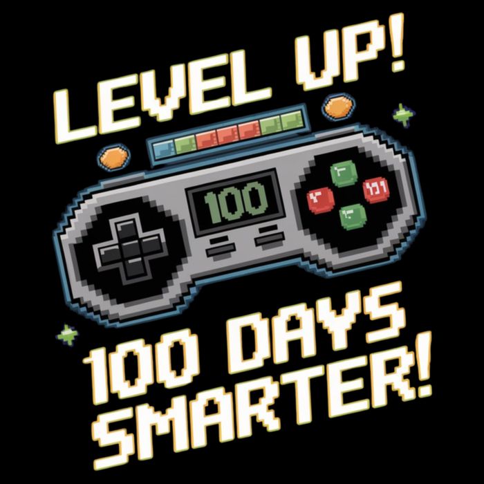Level Up 100th Days Smarter Retro Gaming Funny Pixelated Long Sleeve 16 in Basic Backpack
