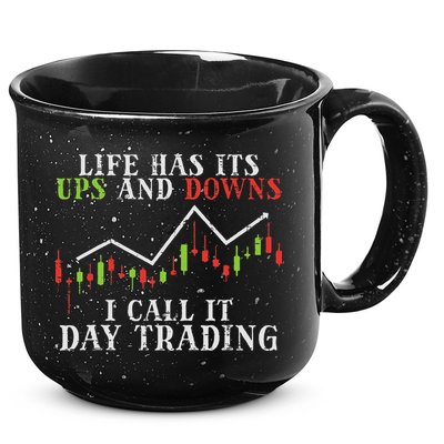 Life Ups And Downs Day Trading Crypto Stock Market Trader 15oz Campfire Ceramic Mug