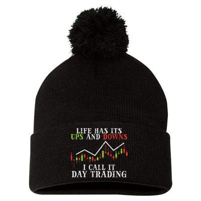 Life Ups And Downs Day Trading Crypto Stock Market Trader Pom Pom 12in Knit Beanie