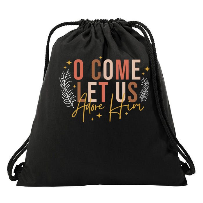 Let Us Adore Him Christian Christmas Drawstring Bag